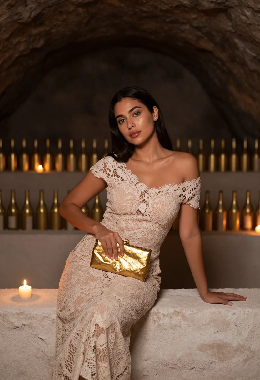 AI reims champagne sample — portrait of a woman, a close half-length frame, a woman in h