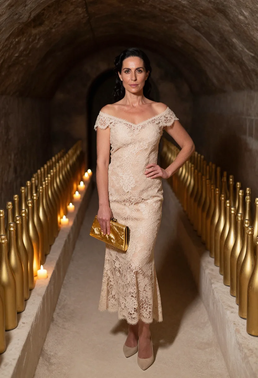 AI reims champagne sample — portrait of a woman, a full-length frame, a woman in her for