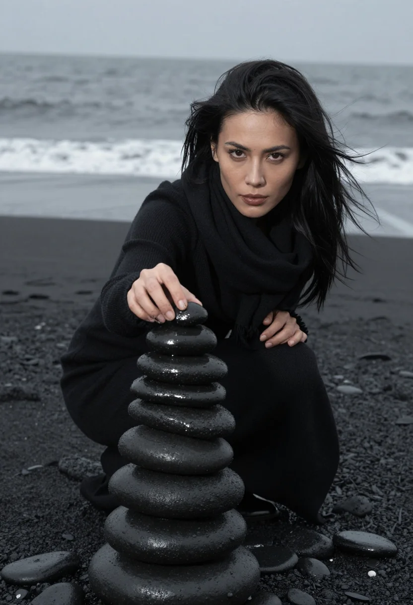 AI reynisfjara black sample — portrait of a woman, half-length portrait of a woman in her