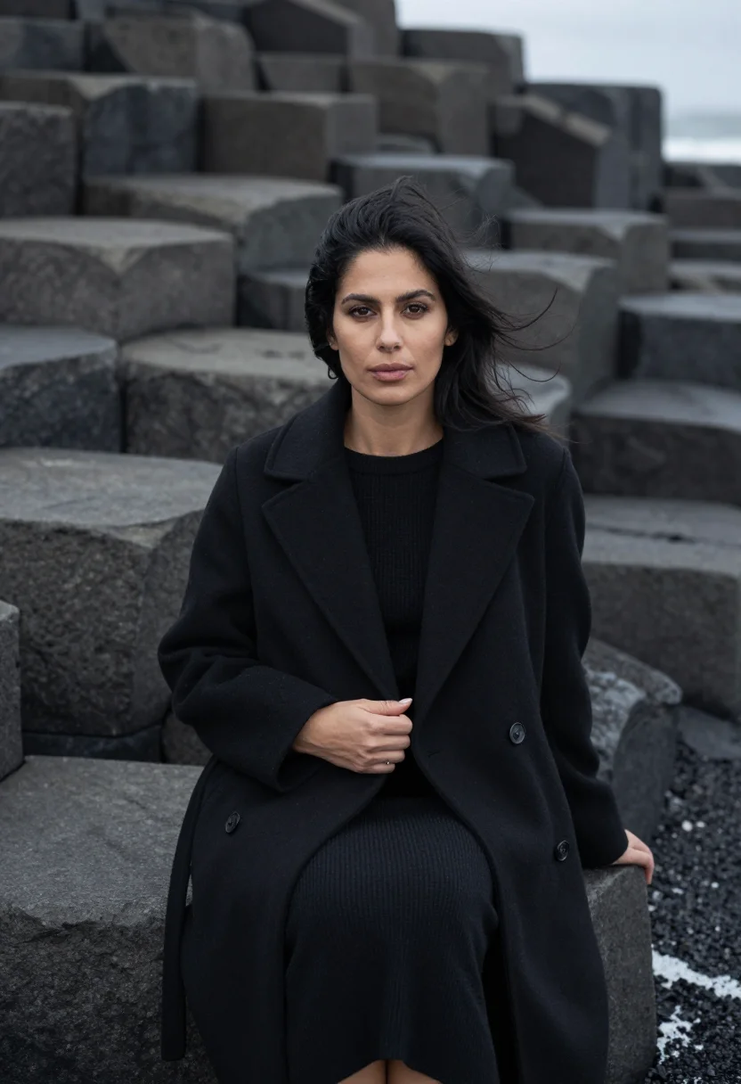 AI reynisfjara black sample — portrait of a woman, half-length portrait of a woman in her