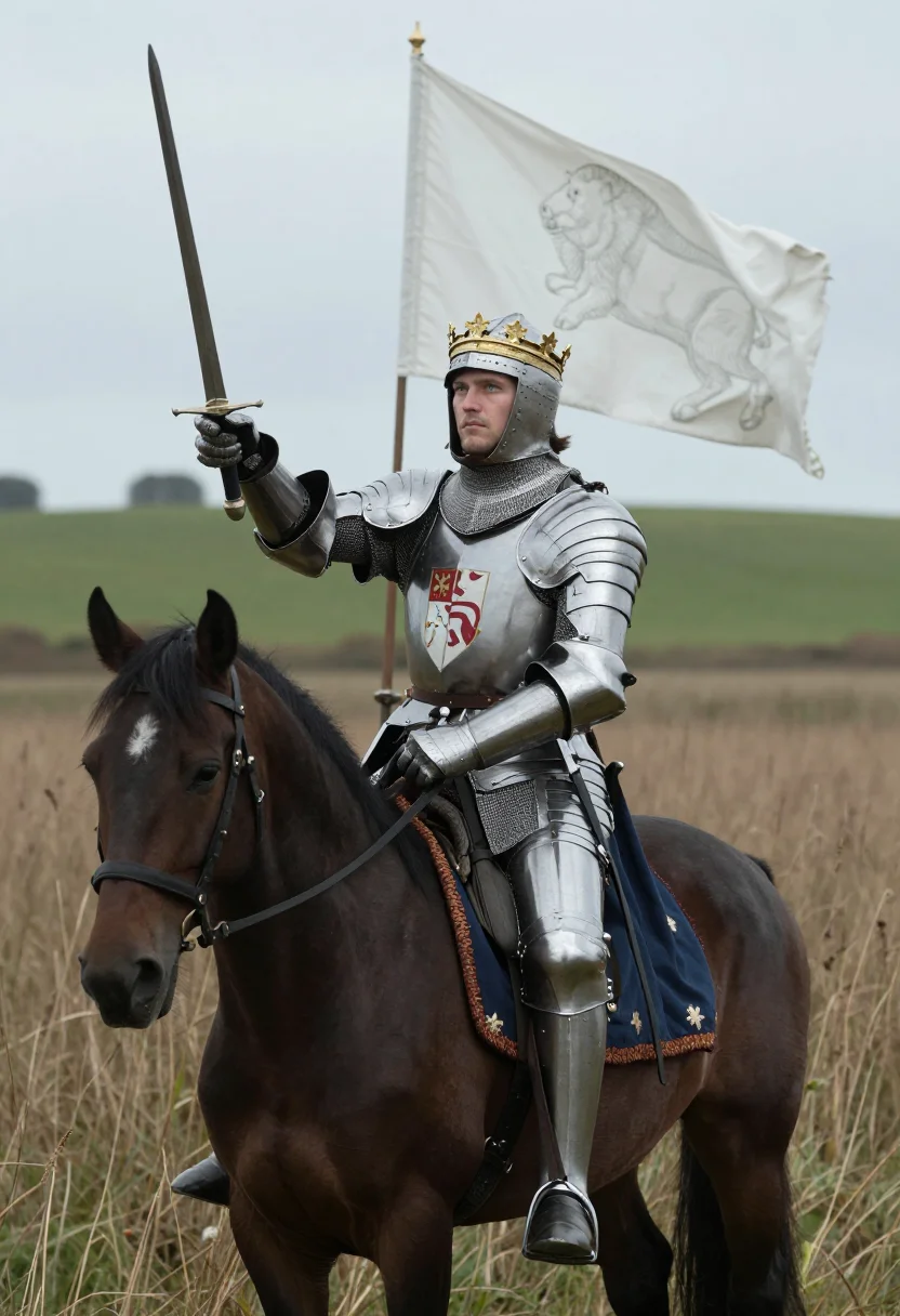 AI richard iii sample — portrait of a man, three-quarter-length mounted portrait of