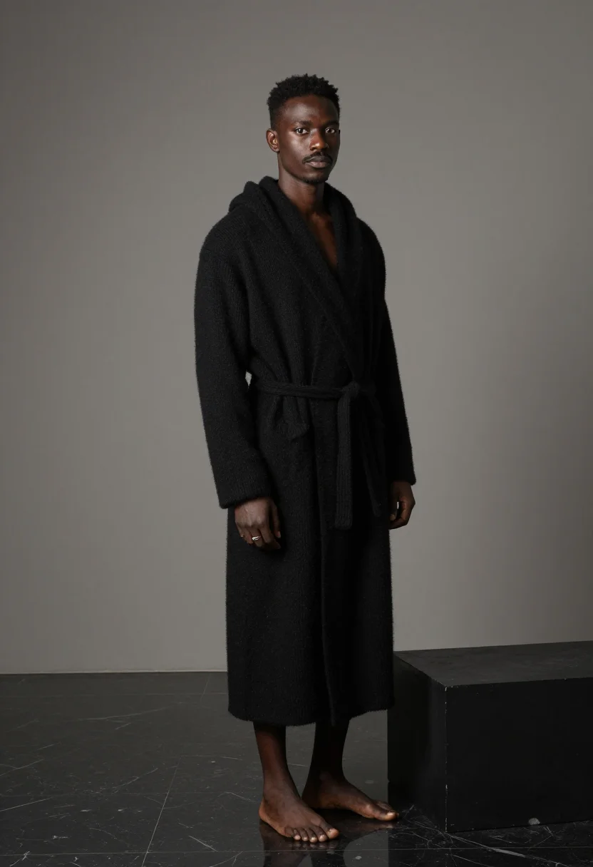 AI rick owens noir sample — portrait of a man, three-quarter-length portrait of a Black