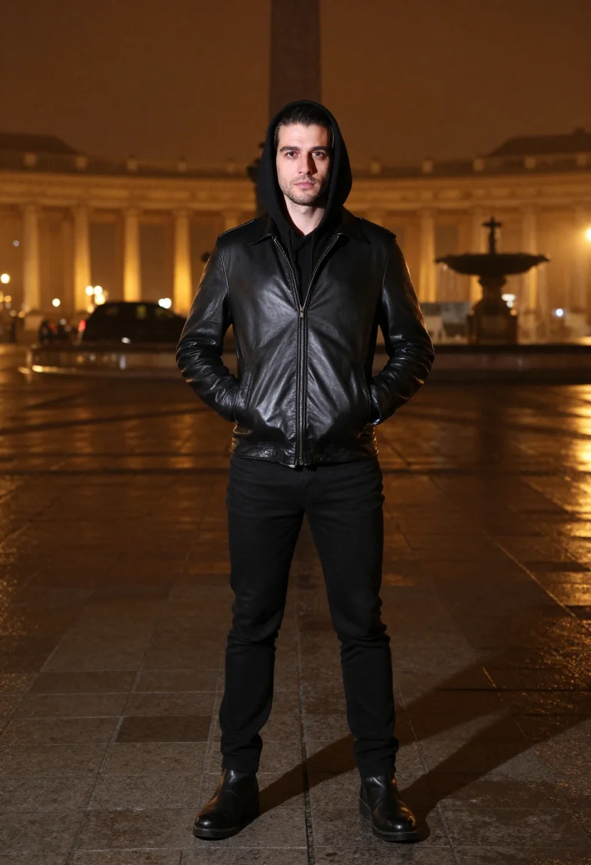 AI rick owens noir sample — portrait of a man, three-quarter-length portrait of a Wester