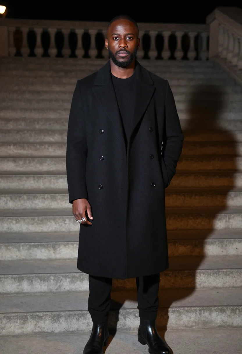 AI rick owens noir sample — portrait of a man, three-quarter-length portrait of a Black