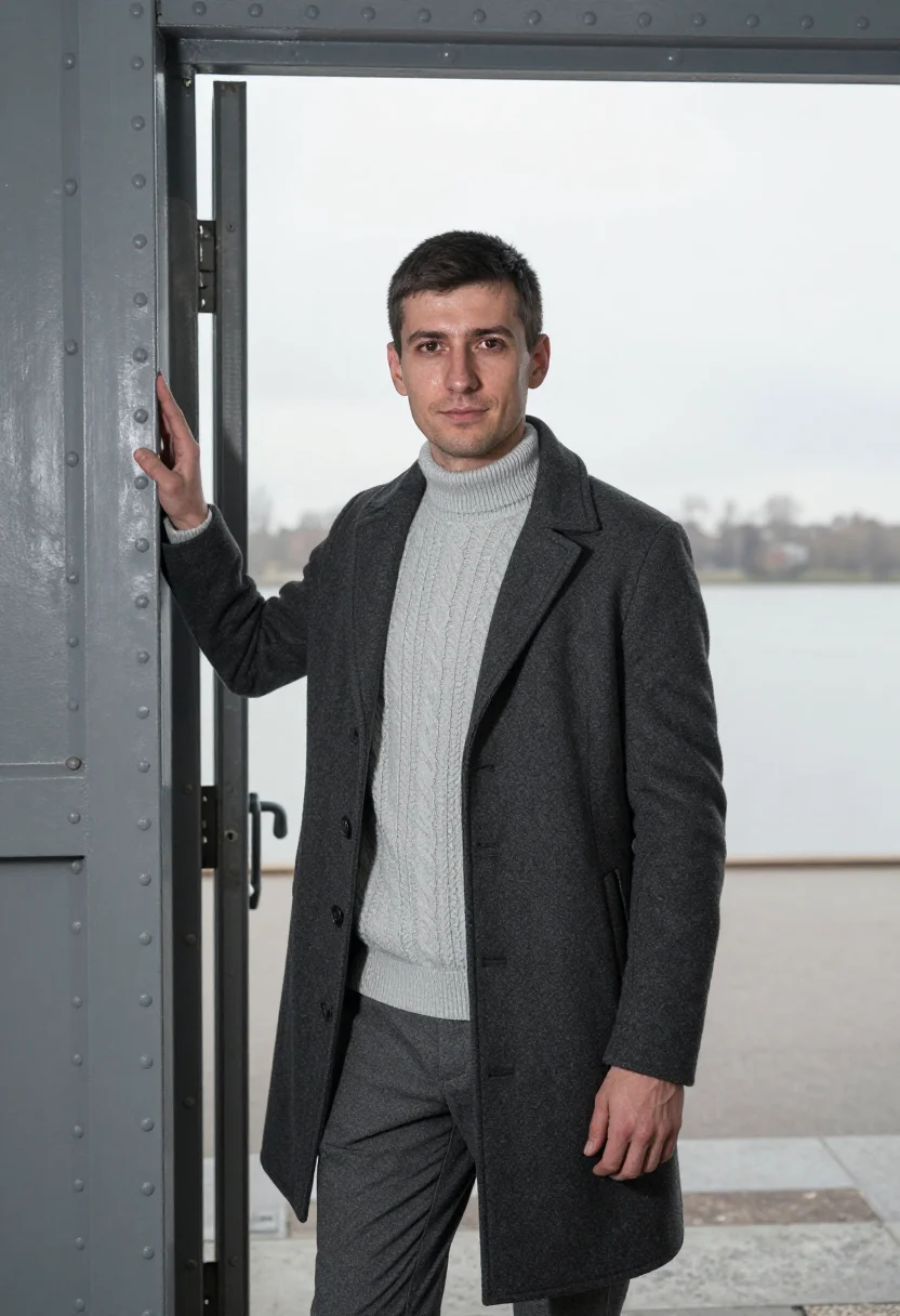 AI riga restaurateur zeppelin hangar grey sample — portrait of a restaurateur, a man of Russian-Latvian descent