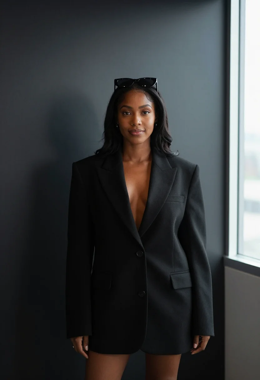 AI rihanna fenty founder los angeles black sample — portrait of a woman, a Barbadian woman in her early thirties