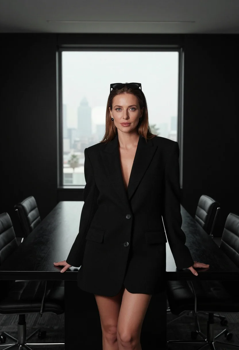 AI rihanna fenty founder los angeles black sample — portrait of a woman, a German woman in her early forties wit