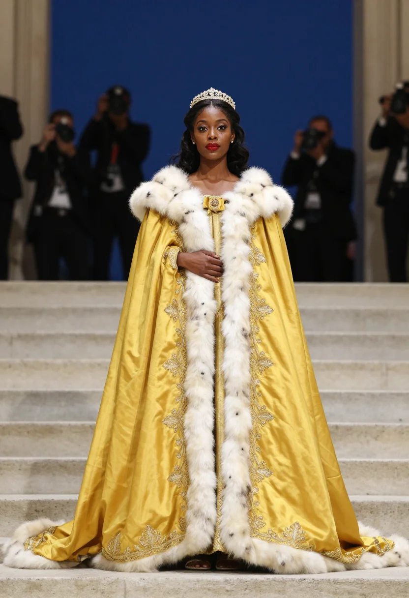 AI rihanna met 2015 sample — portrait of a woman, close half-length portrait of a Black C