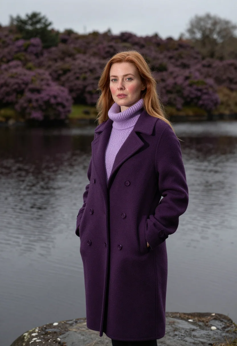 AI ring of kerry may rhododendron purple sample — portrait of a woman, framed half-length from the head to the