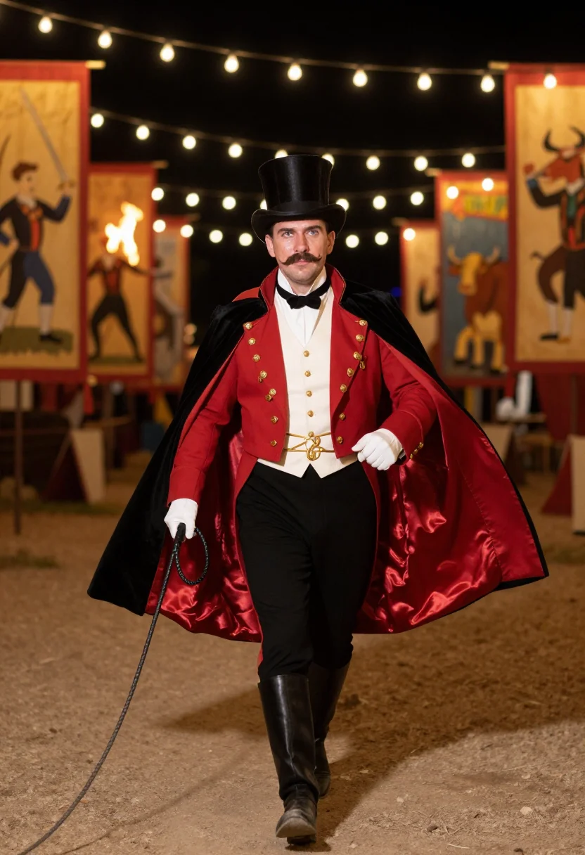 AI ringmaster sample — portrait of a man, three-quarter-length portrait of a Wester