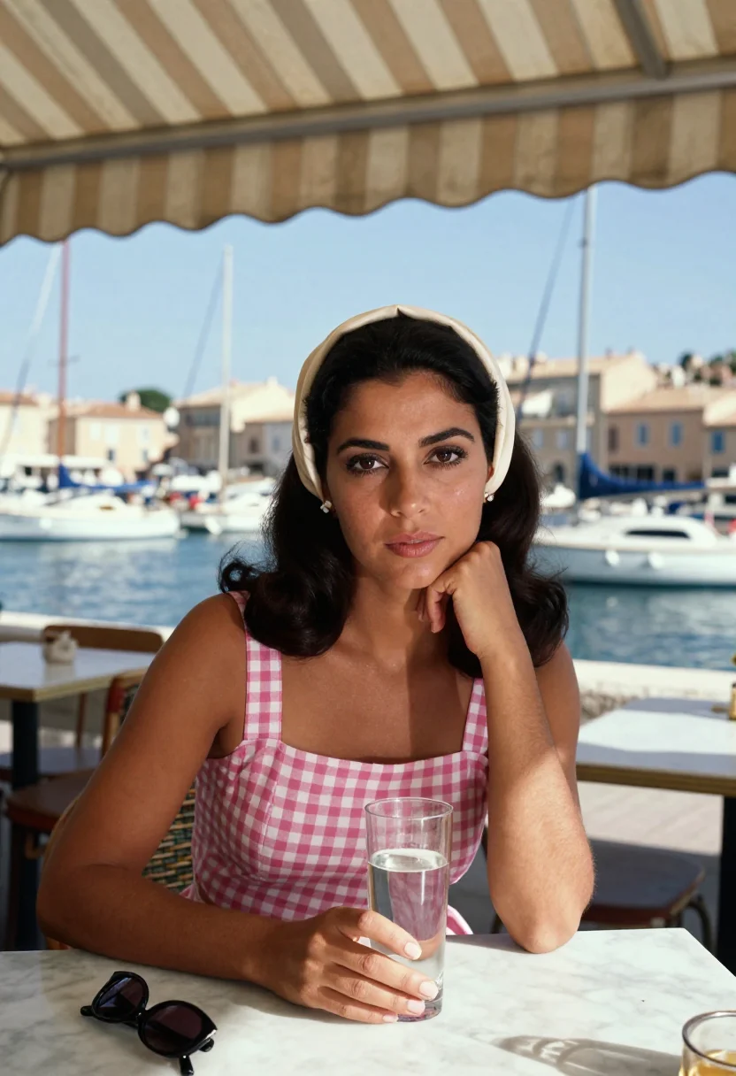AI riviera sixty three sample — portrait of a woman, close portrait of a Mediterranean woman
