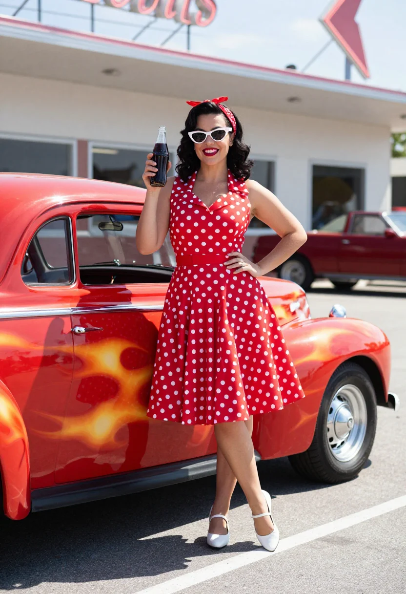 AI rockabilly girl sample — portrait of a woman, three-quarter-length portrait of an Ita
