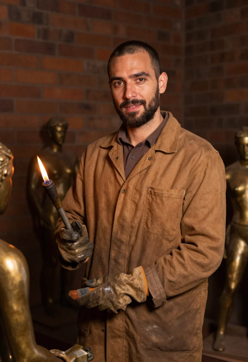 AI rodin bronze sample — portrait of a man, waist-up portrait of a man in his forties