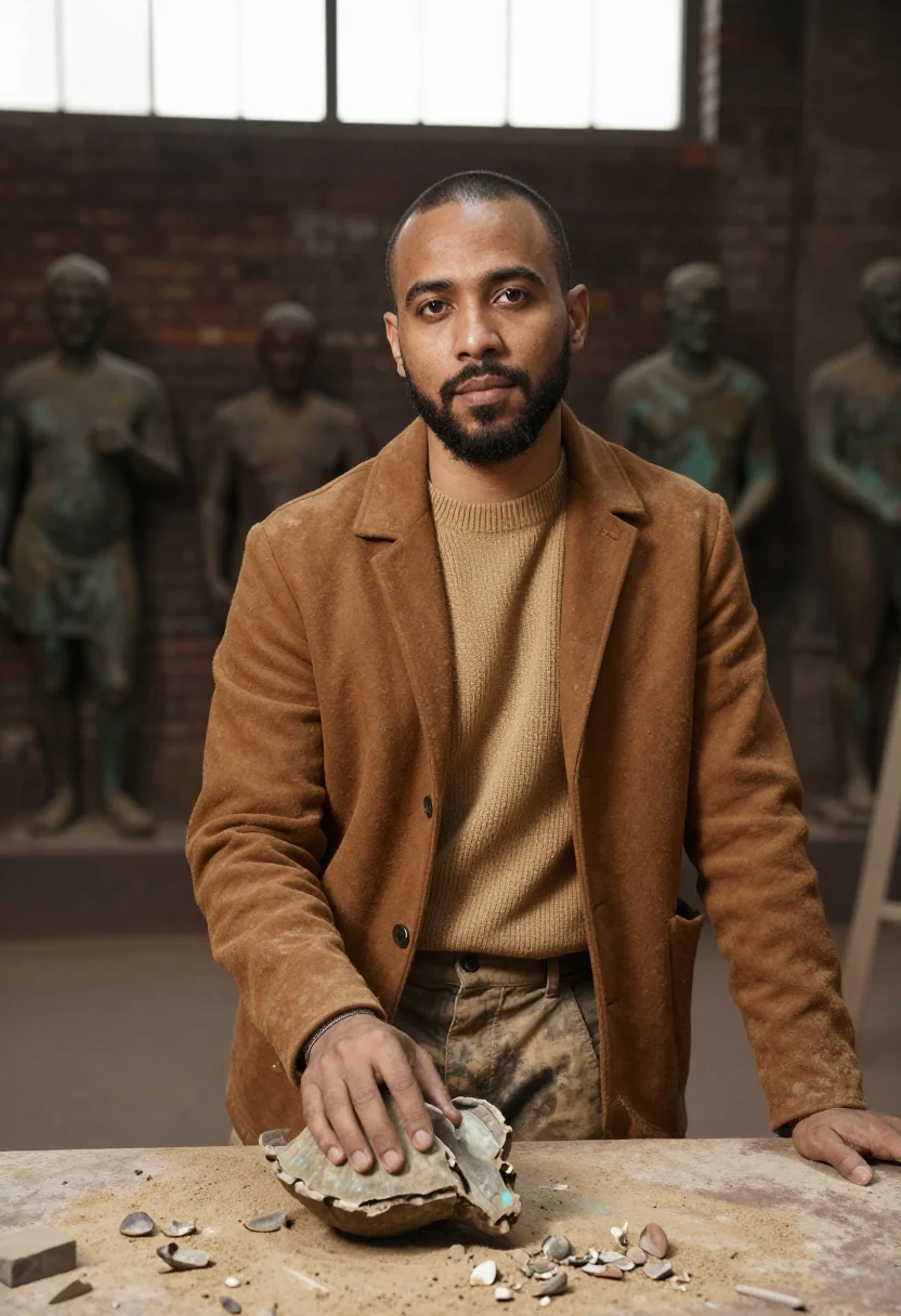 AI rodin bronze sample — portrait of a man, half-length portrait of a man in his fort