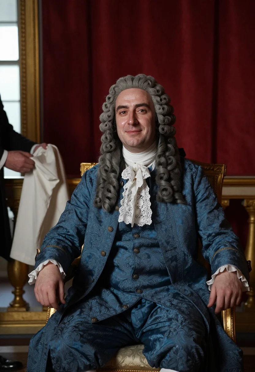 AI roi soleil sample — portrait of a man, half-length seated portrait of a French m
