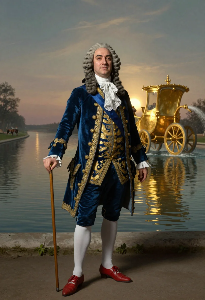 AI roi soleil sample — portrait of a man, three-quarter-length portrait of a French