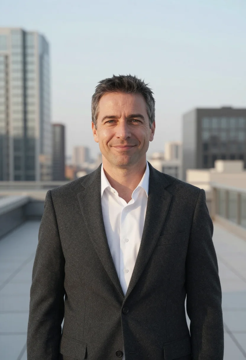 Example portrait from the AI Rooftop Skyline Headshot — Free Preview, Train Once