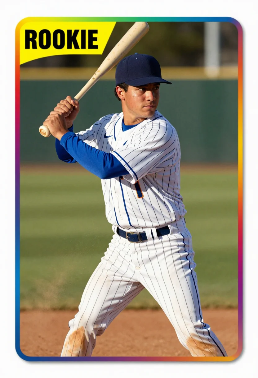 AI rookie card sample — portrait of a man, three-quarter-length portrait of a man in