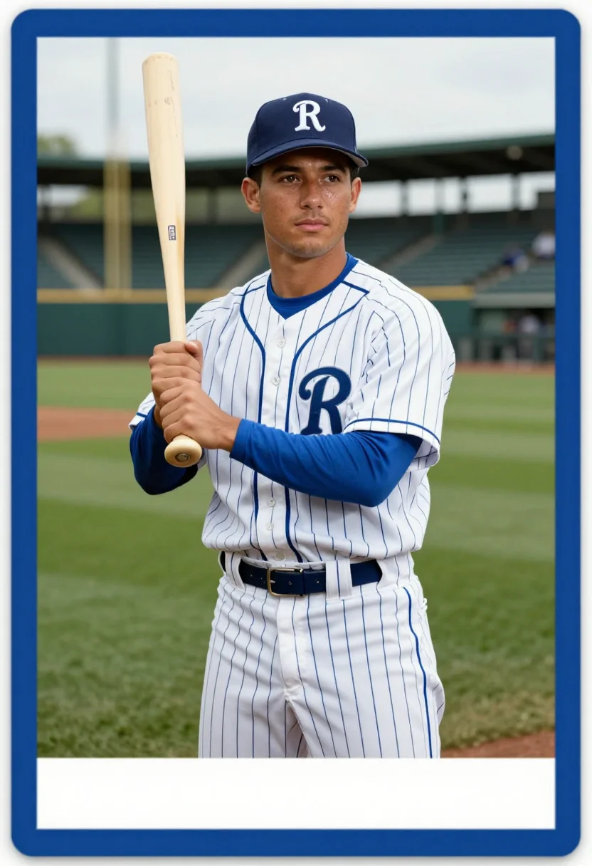 AI rookie card sample — portrait of a man, three-quarter-length portrait of a man in