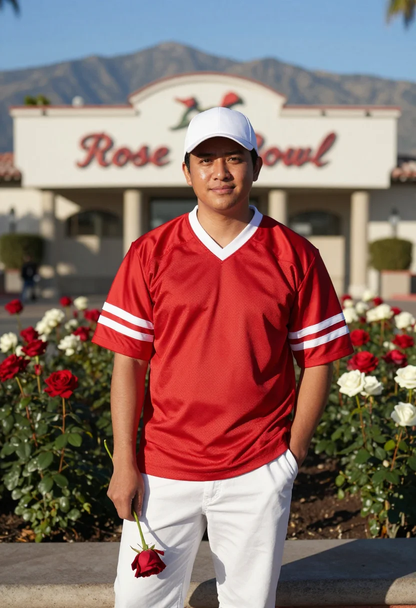 AI rose bowl pasadena san gabriel palette sample — portrait of a man, a Filipino-American man in his early thir