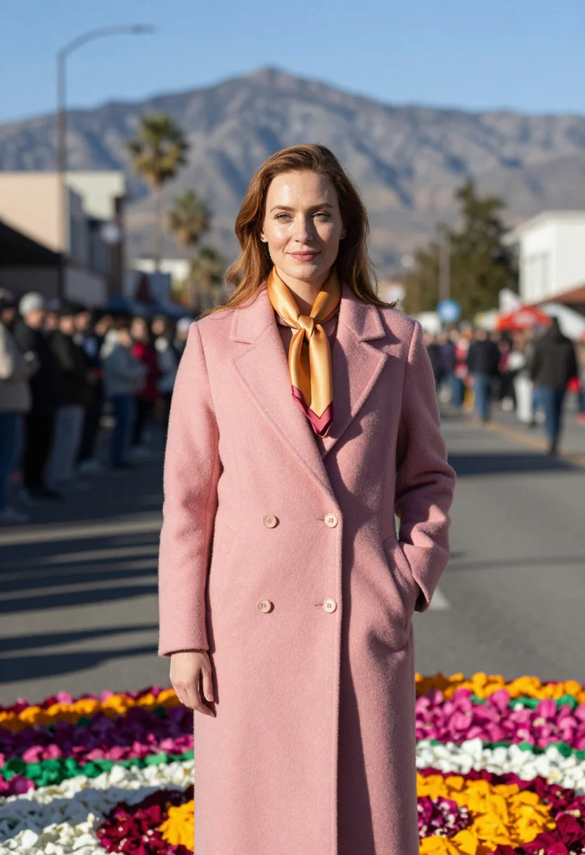 AI rose parade pasadena palette sample — portrait of a woman, framed full-length from the head to the