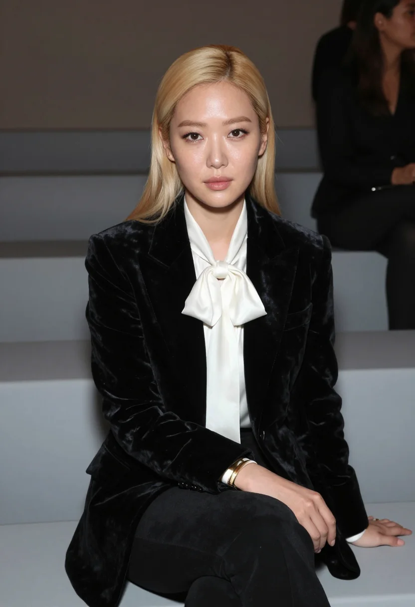 AI rose saint laurent sample — portrait of a woman, close seated portrait of a Korean woman