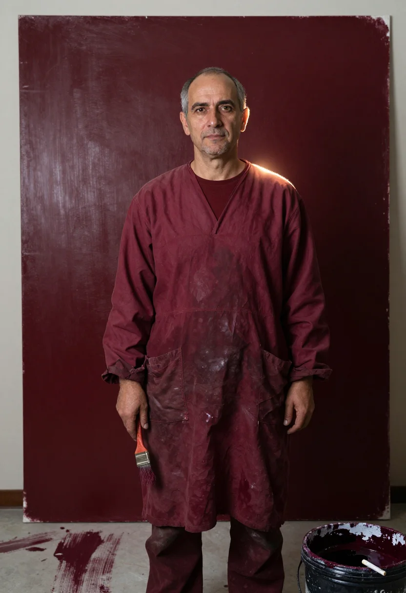AI rothko maroon sample — portrait of a man, a man in his fifties with warm ivory skin