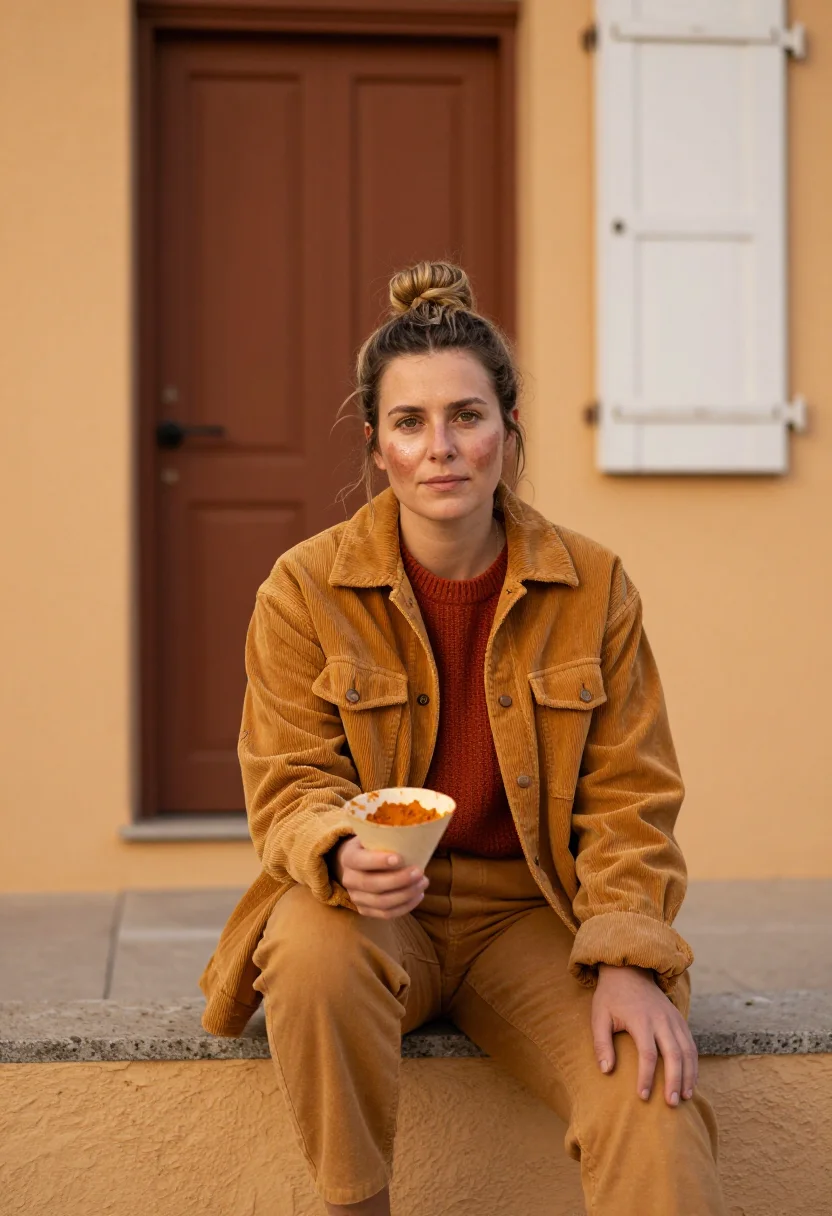 AI roussillon ochre sample — portrait of a woman, a woman in her early thirties with hone