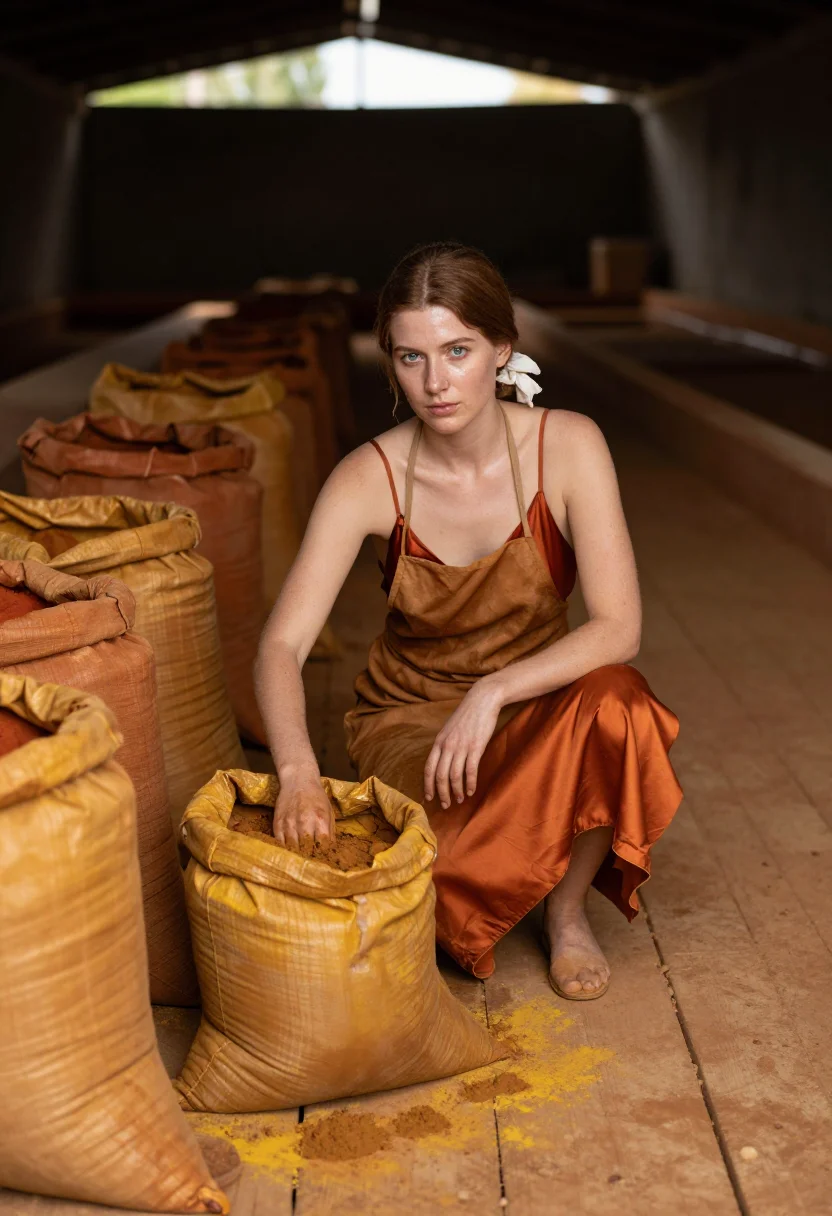 AI roussillon ochre sample — portrait of a woman, a woman in her early twenties with fair