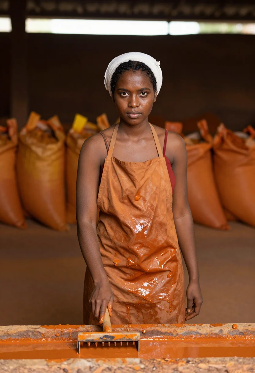 AI roussillon ochre sample — portrait of a woman, a woman in her mid-twenties with deep b