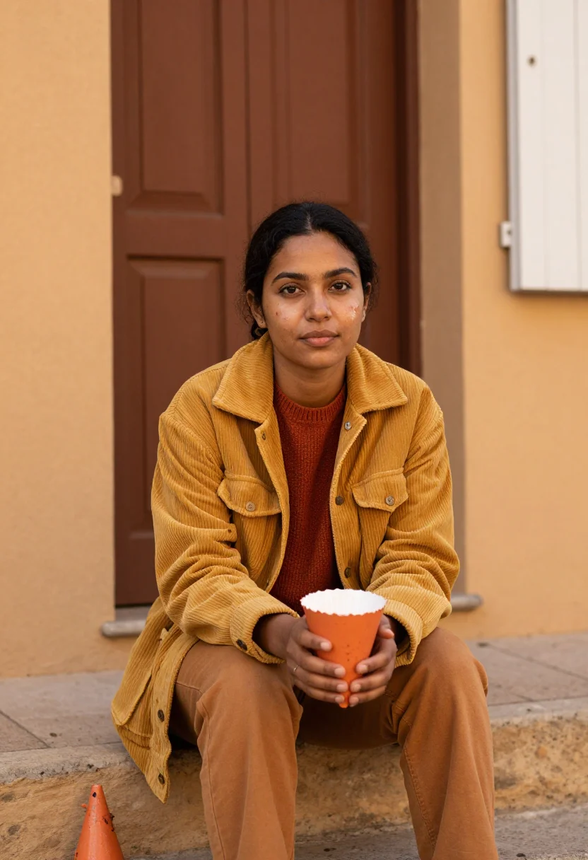 AI roussillon ochre sample — portrait of a woman, a woman in her twenties with warm brown