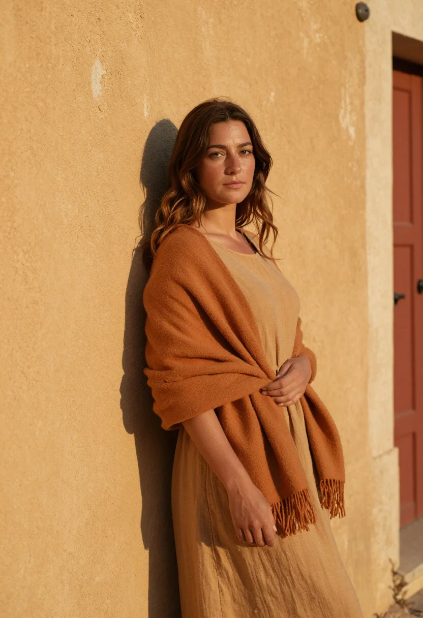 AI roussillon october ochre sample — portrait of a woman, half-length portrait of a Provençal wom