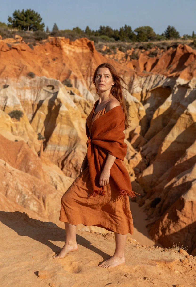 AI roussillon october ochre sample — portrait of a woman, full-length portrait of a Western-Europ