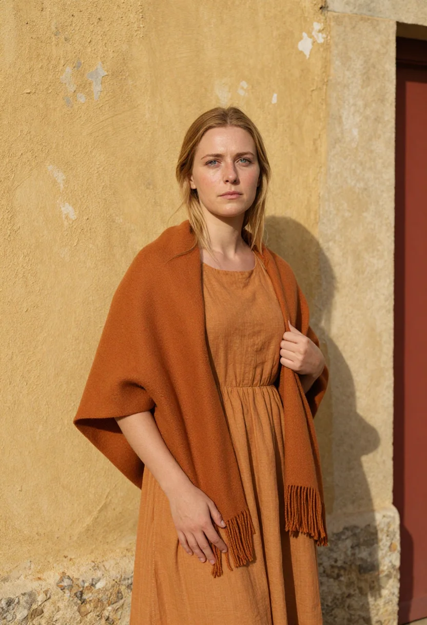 AI roussillon october ochre sample — portrait of a woman, three-quarter-length portrait of a West