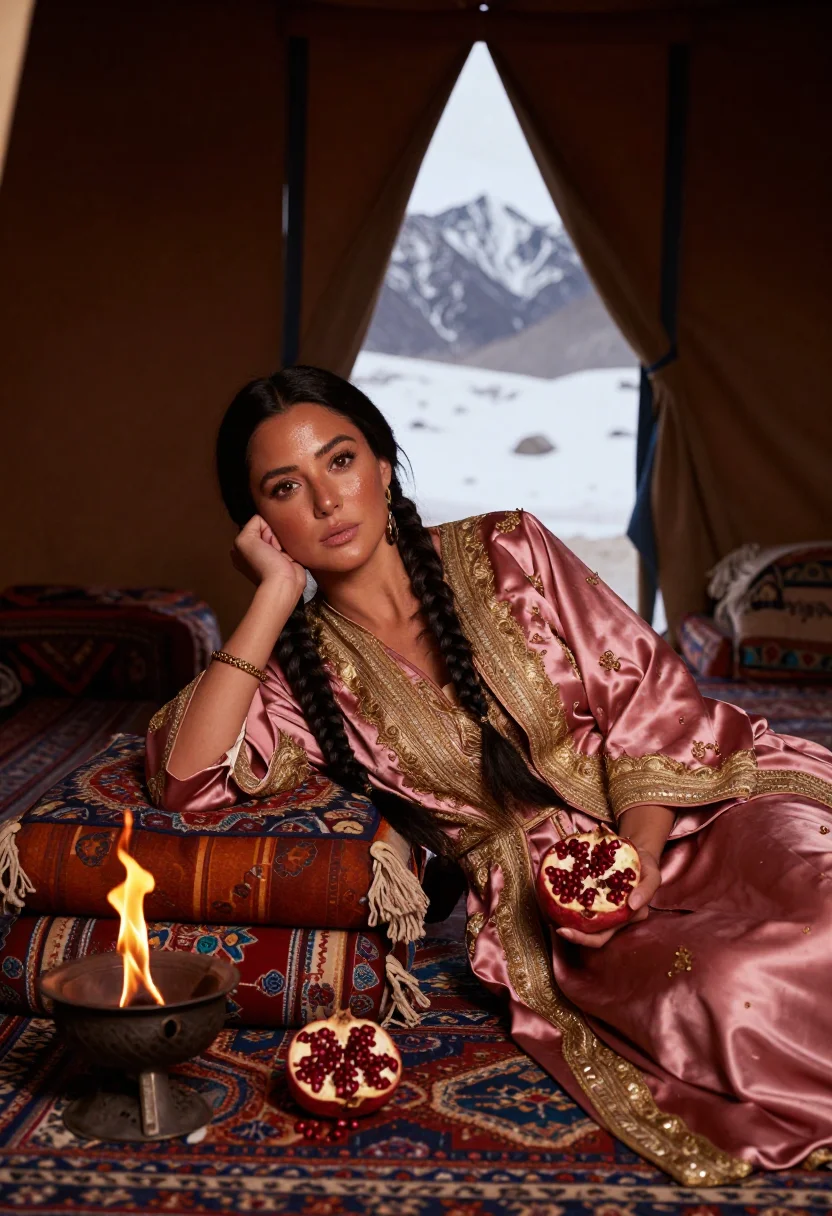 AI roxana sample — portrait of a woman, reclining portrait framed from the hip