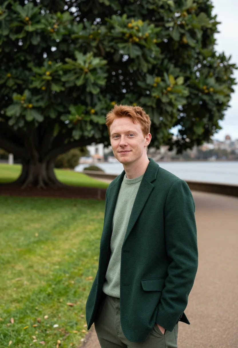 AI royal botanic botanist fig green sample — portrait of a man, a botanist in his early thirties with pal