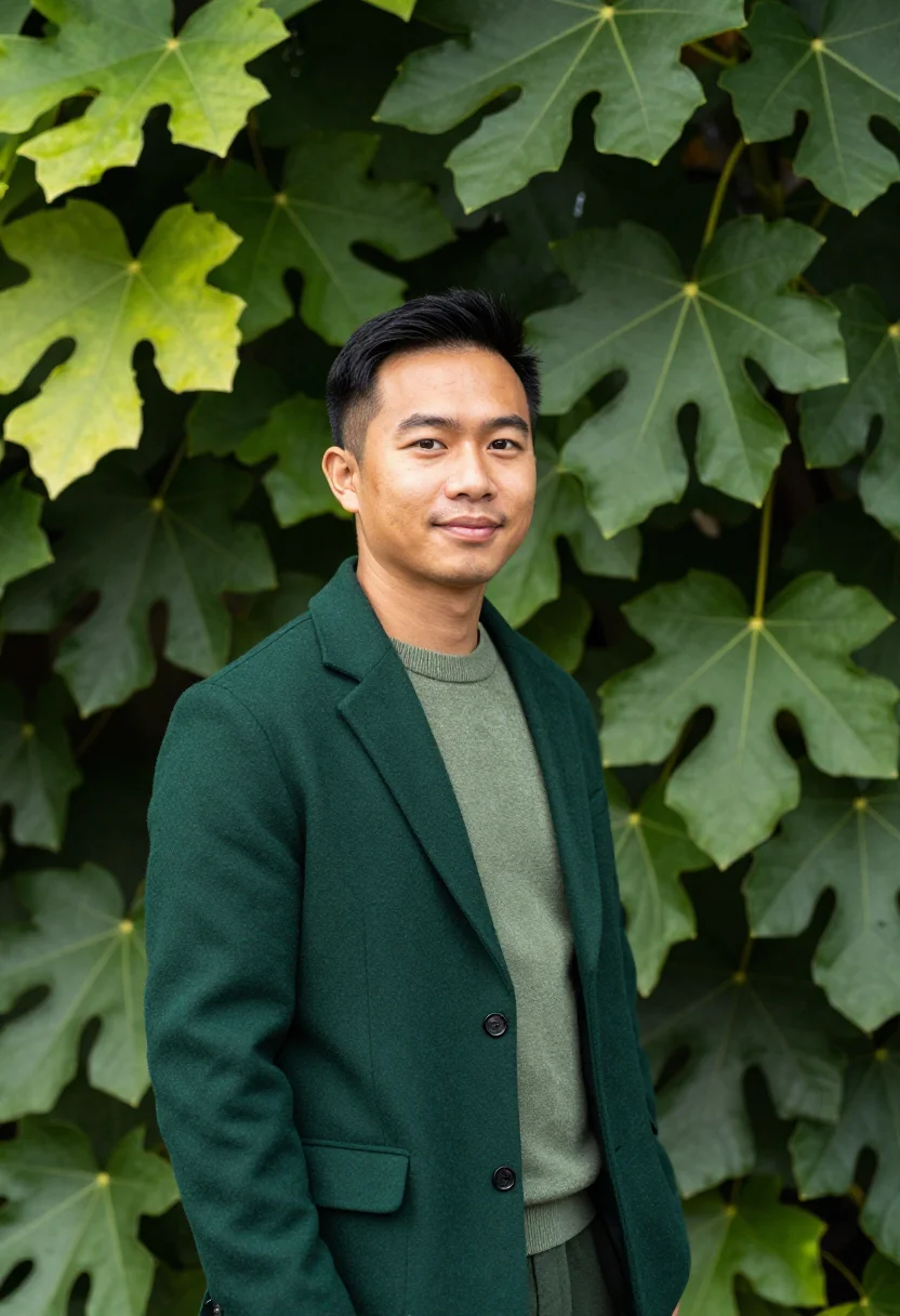 AI royal botanic botanist fig green sample — portrait of a man, a botanist of Vietnamese descent in his l