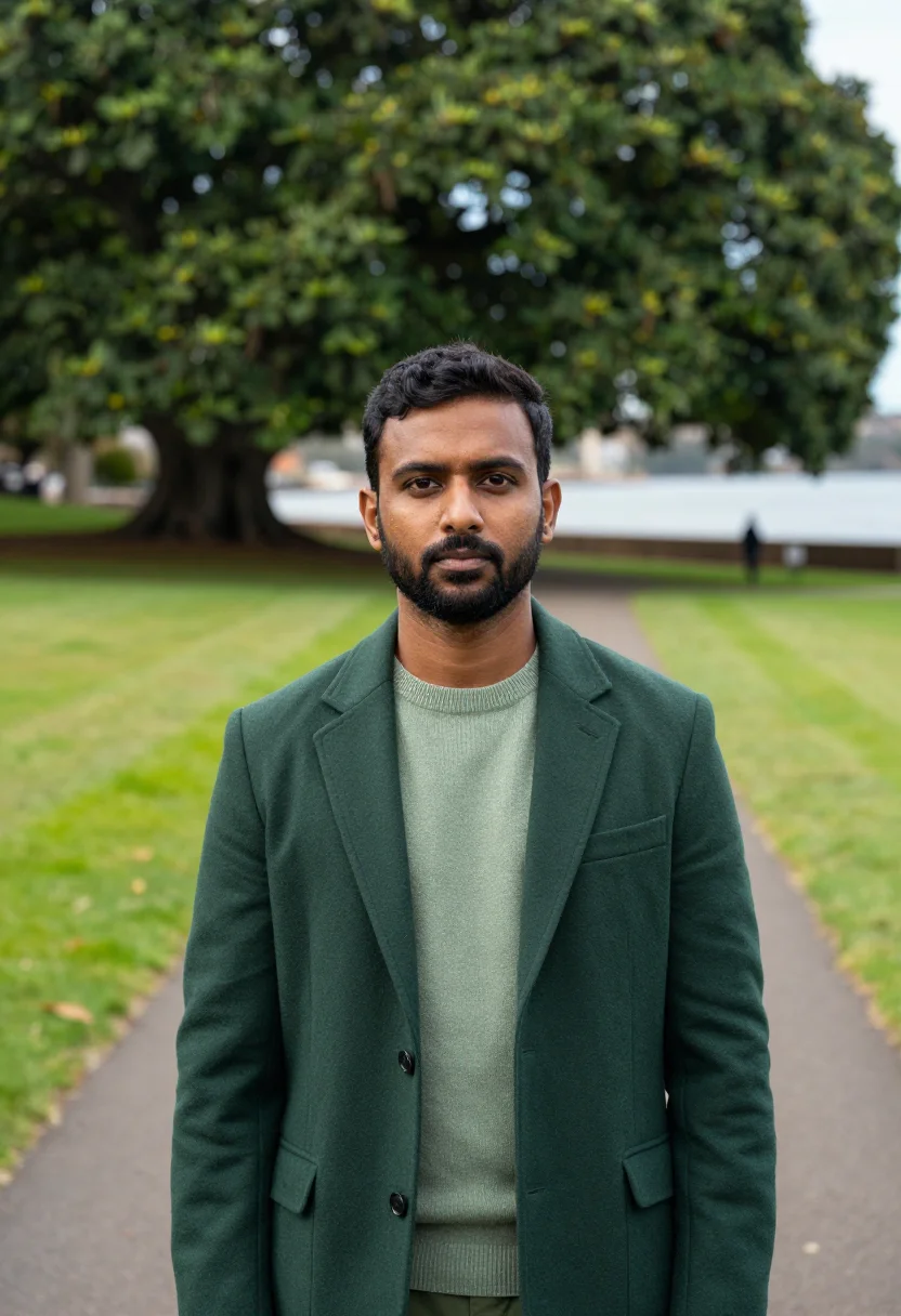 AI royal botanic botanist fig green sample — portrait of a man, a botanist of Indian descent in his late