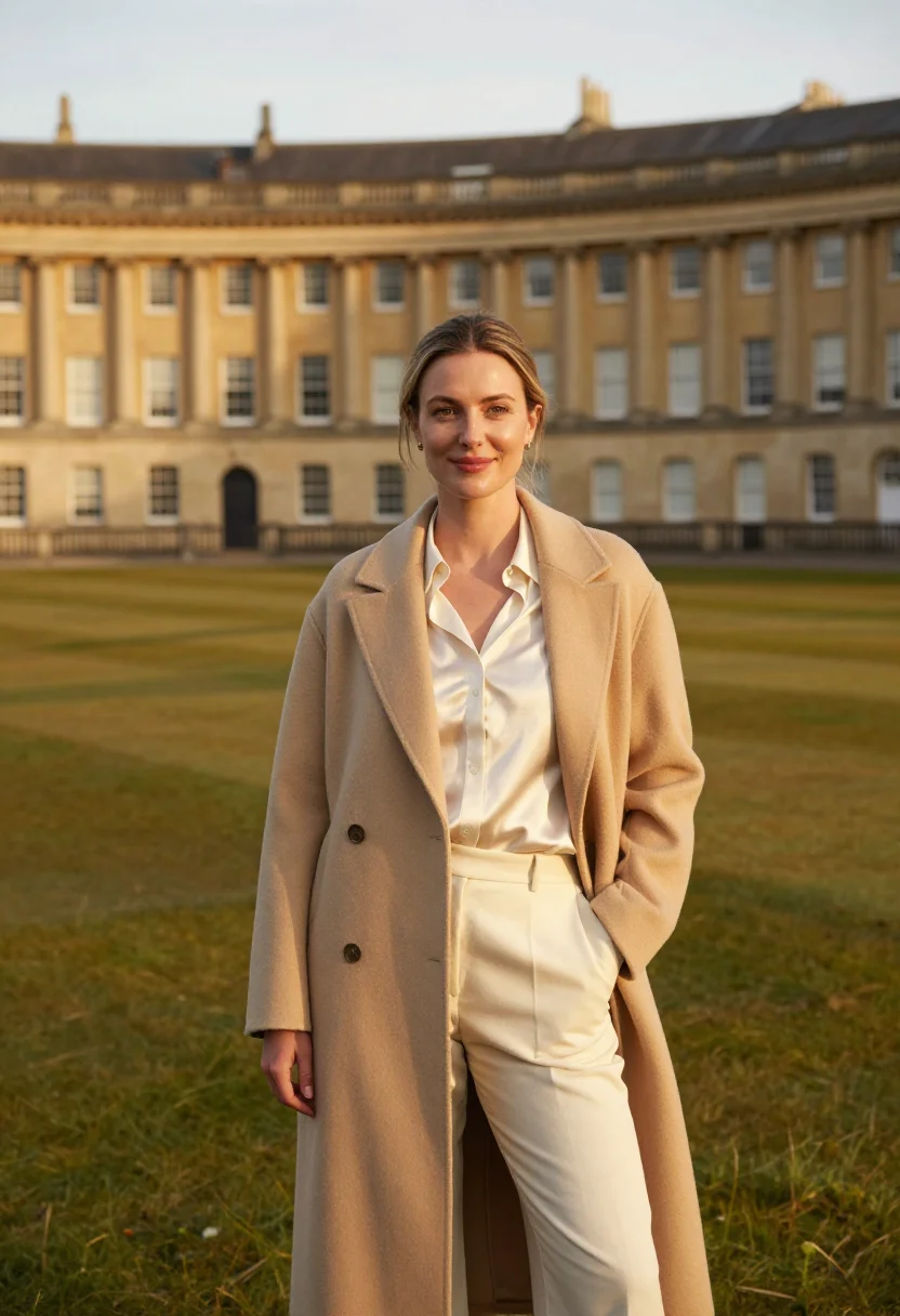 AI royal crescent architect bath stone sample — portrait of a woman, framed half-length from the head to the