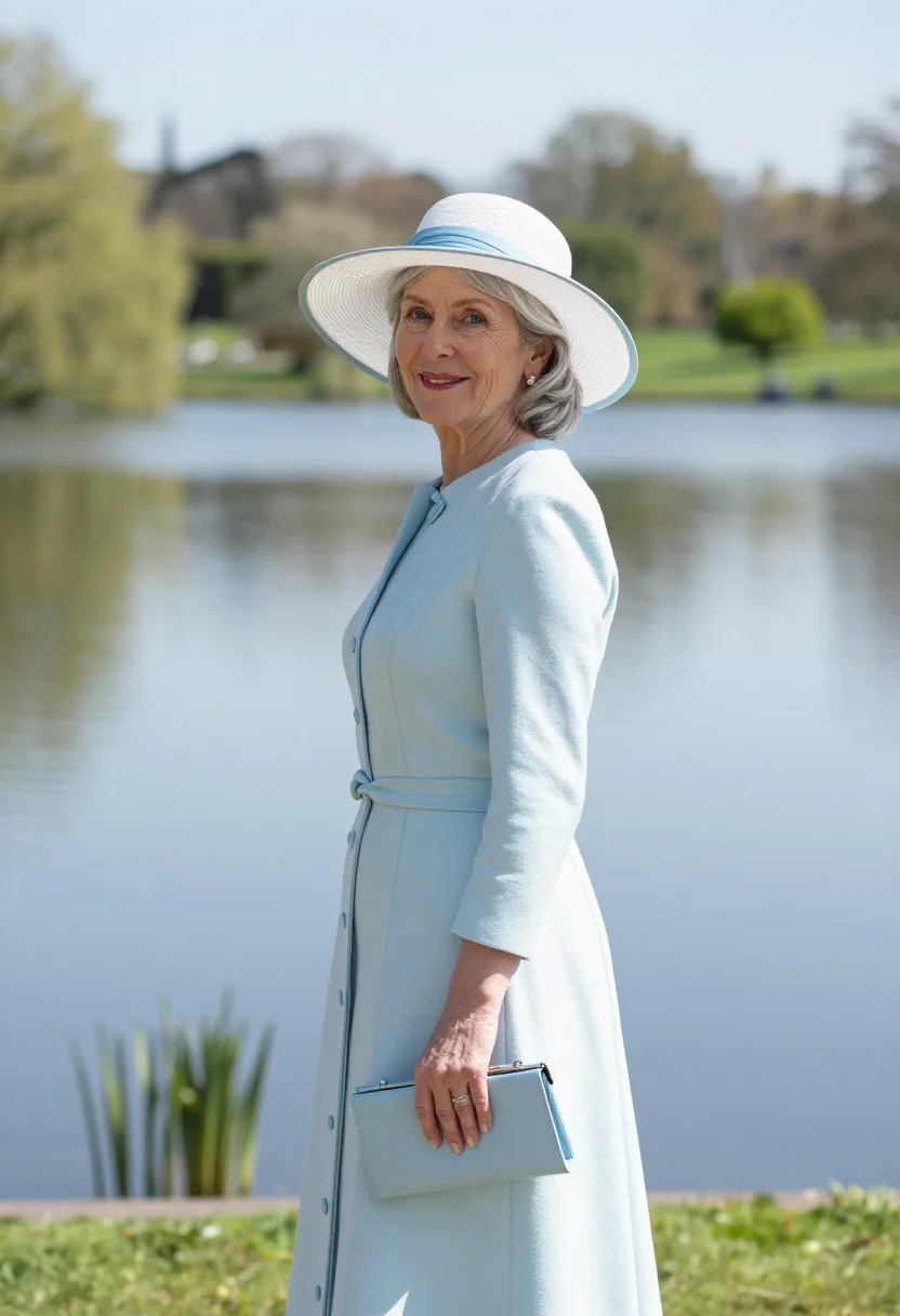 AI royal garden party may pastel hat sample — portrait of a woman, framed half-length from the waist up, t