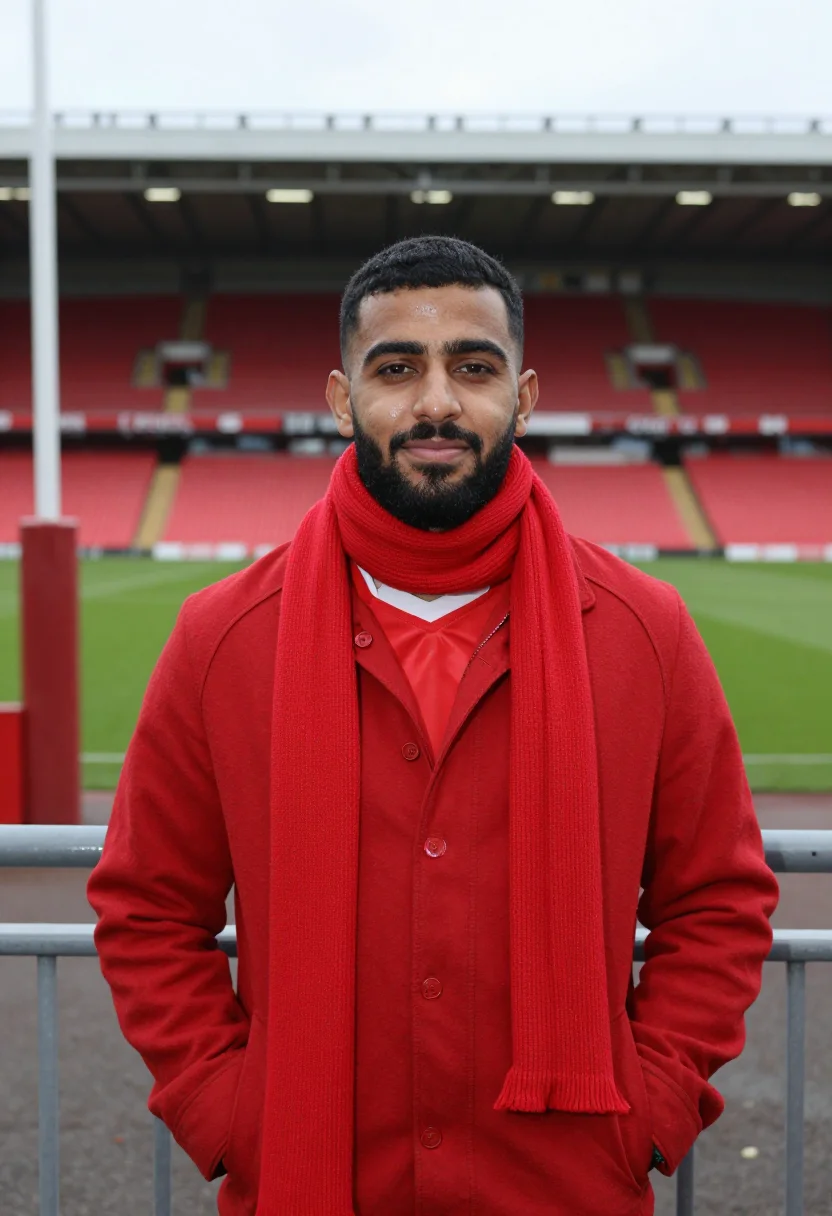 AI rugby autumn cardiff red sample — portrait of a man, framed half-length, cropped at the hip, t