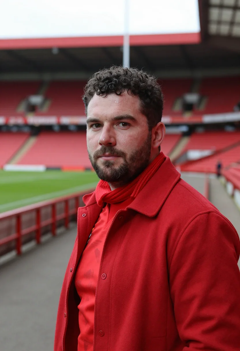 AI rugby autumn cardiff red sample — portrait of a man, framed tight, head and shoulders, the bod