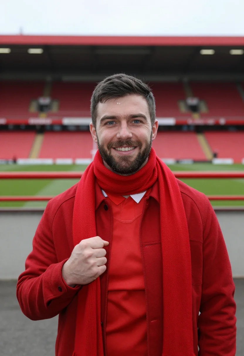 AI rugby autumn cardiff red sample — portrait of a man, framed chest-up, cropped at the ribs, the