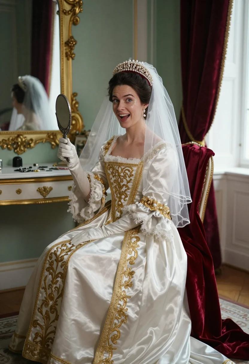 AI russian court gown sample — portrait of a woman, full-length portrait of a Western-Europ