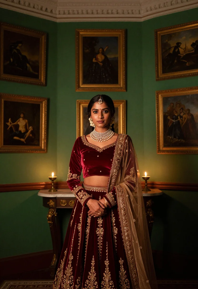 AI sabyasachi sample — portrait of a woman, half-length wide portrait of an Indian