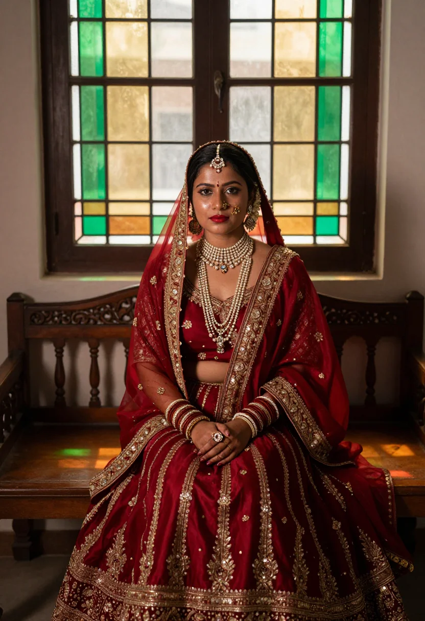 AI sabyasachi sample — portrait of a woman, half-length seated portrait of an India
