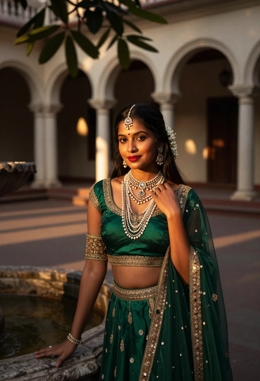 AI sabyasachi sample — portrait of a woman, chest-up portrait of an Indian woman in