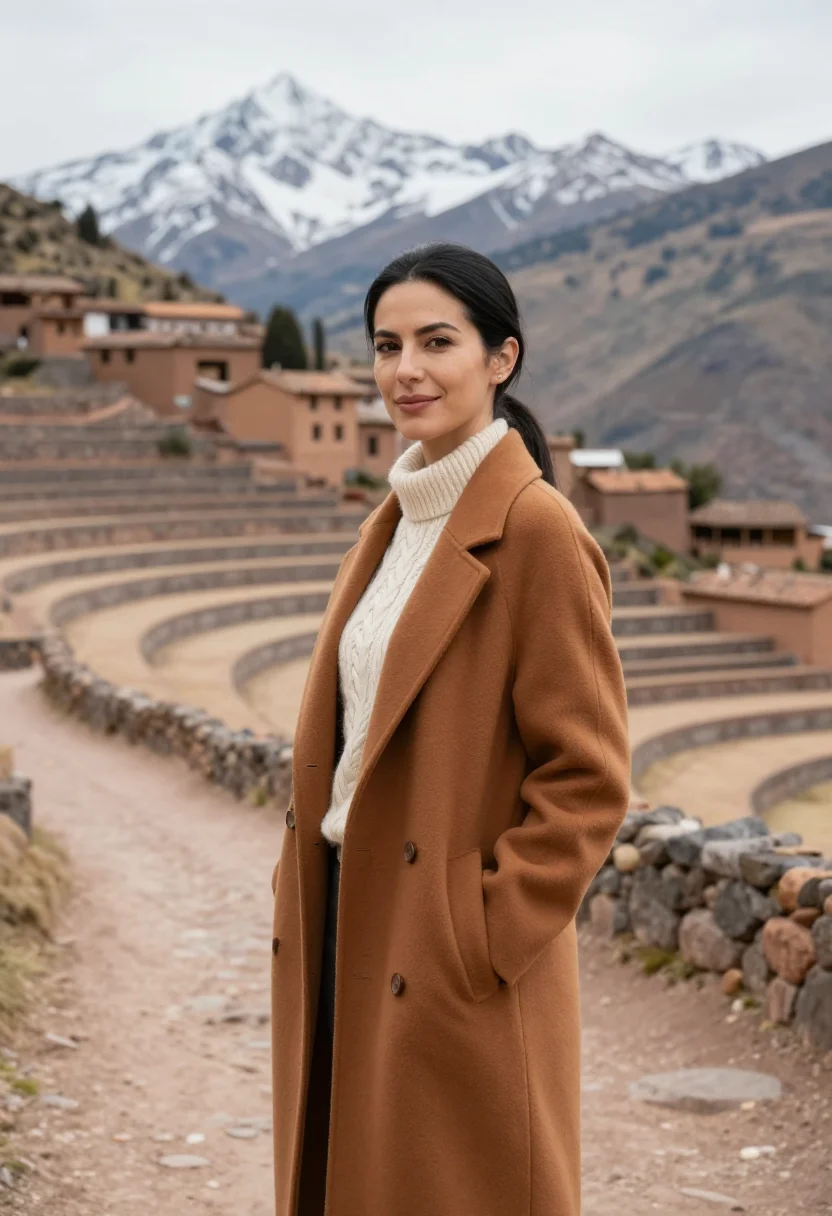 AI sacred valley hotelier adobe ochre terrace sample — portrait of a woman, a Spanish hotelier in her late thirties