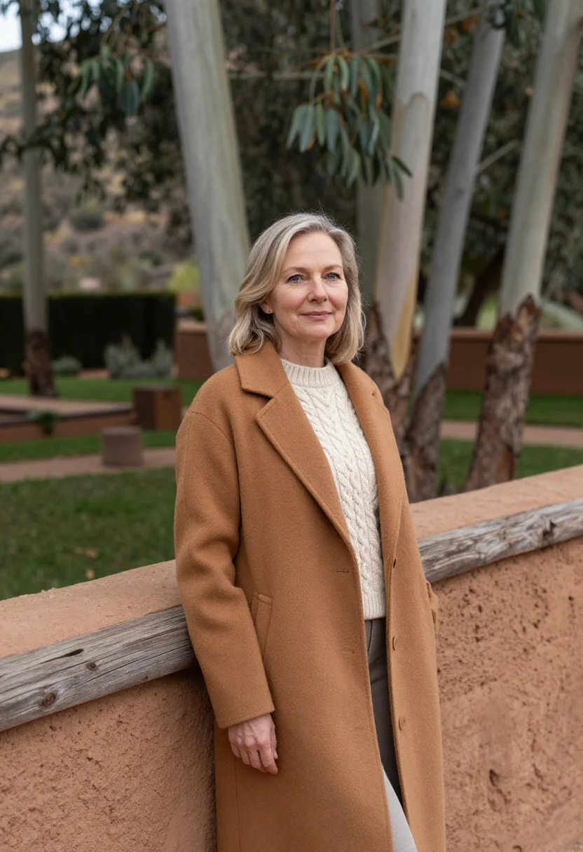 AI sacred valley hotelier adobe ochre terrace sample — portrait of a woman, a Dutch hotelier in her late forties wi