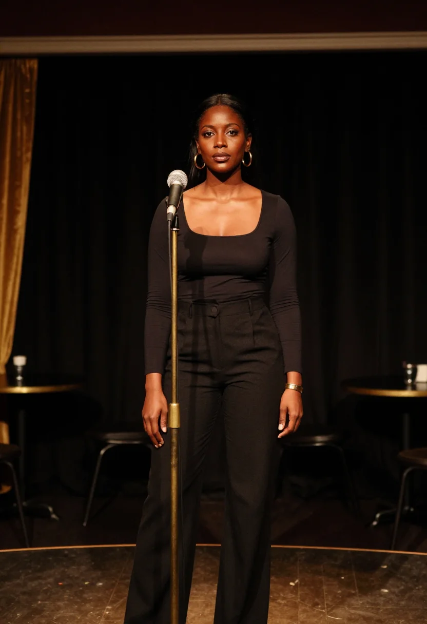 AI sade smooth operator gold hoops black sample — portrait of a woman, a British-Jamaican woman in her early f
